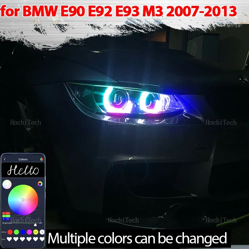 

For BMW 3 Series E90 E92 E93 M3 2007-2013 Coupe Cabriolet Dynamic RGB Light Rings App control DRL LED Angel Eyes Kit