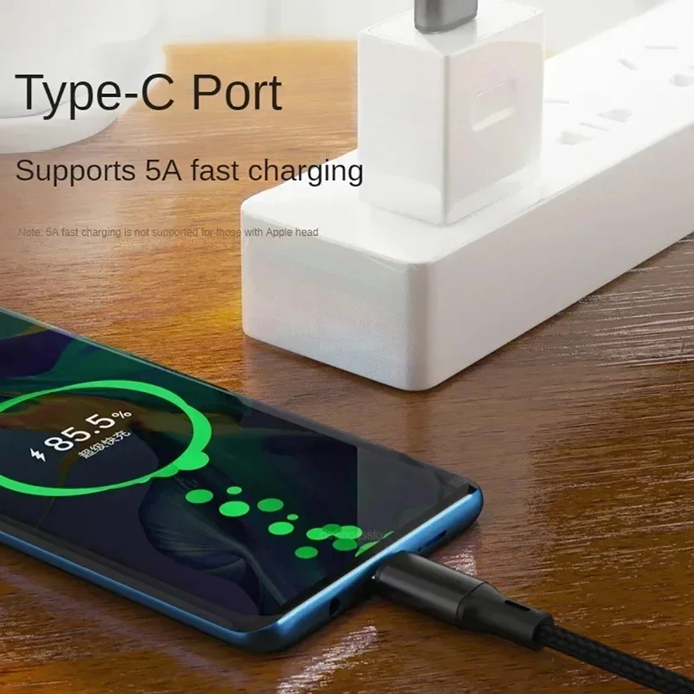 1.2 미터 2 in 1 USB 유형 C 케이블 6A 고속 충전 와이어 USB C-삼성 화웨이 Xiaomi 전화 충전 코드 용 유형 C 데이터 라인