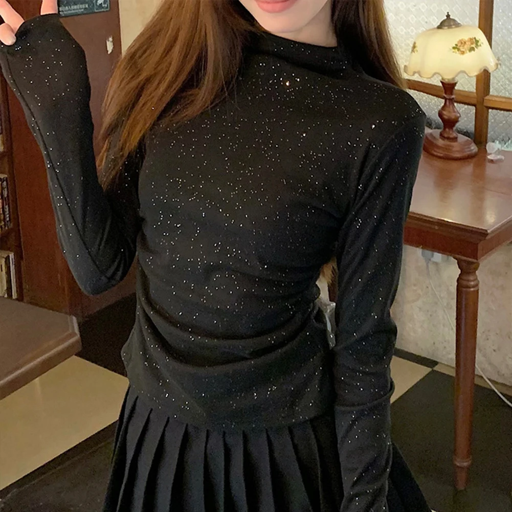 

Basic Casual Top Half Turtleneck Top Daily Wear Daily Application Microelasticity Regular Length Solid Color Pattern