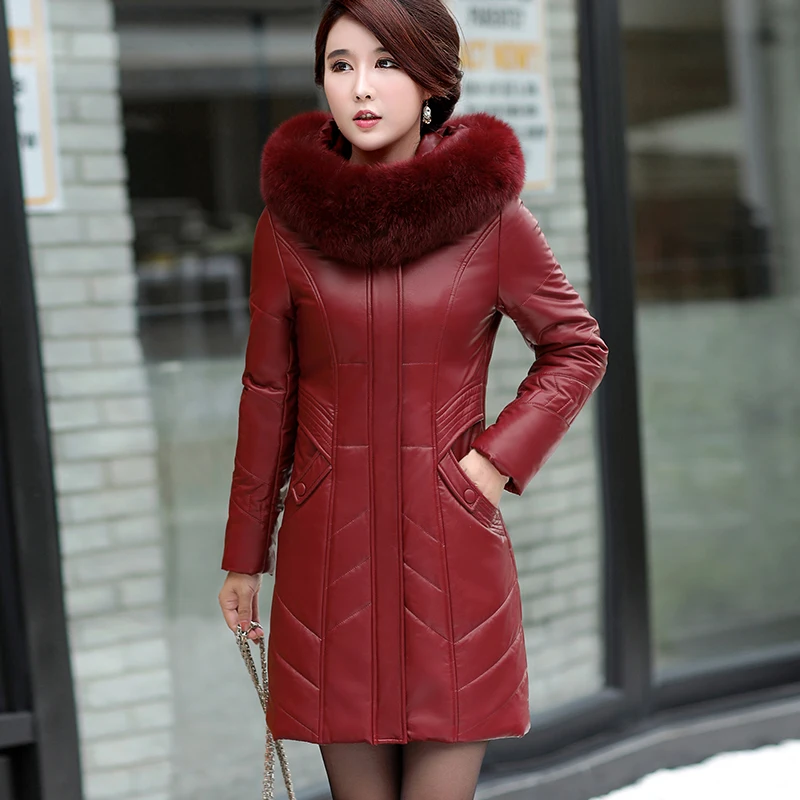 L-8XL ผู้หญิงหนัง Coat ฤดูหนาว Nice แฟชั่นแจ็คเก็ตอุ่น Outerwear เสื้อคลุม Sheepskin เสื้อคลุมหญิง