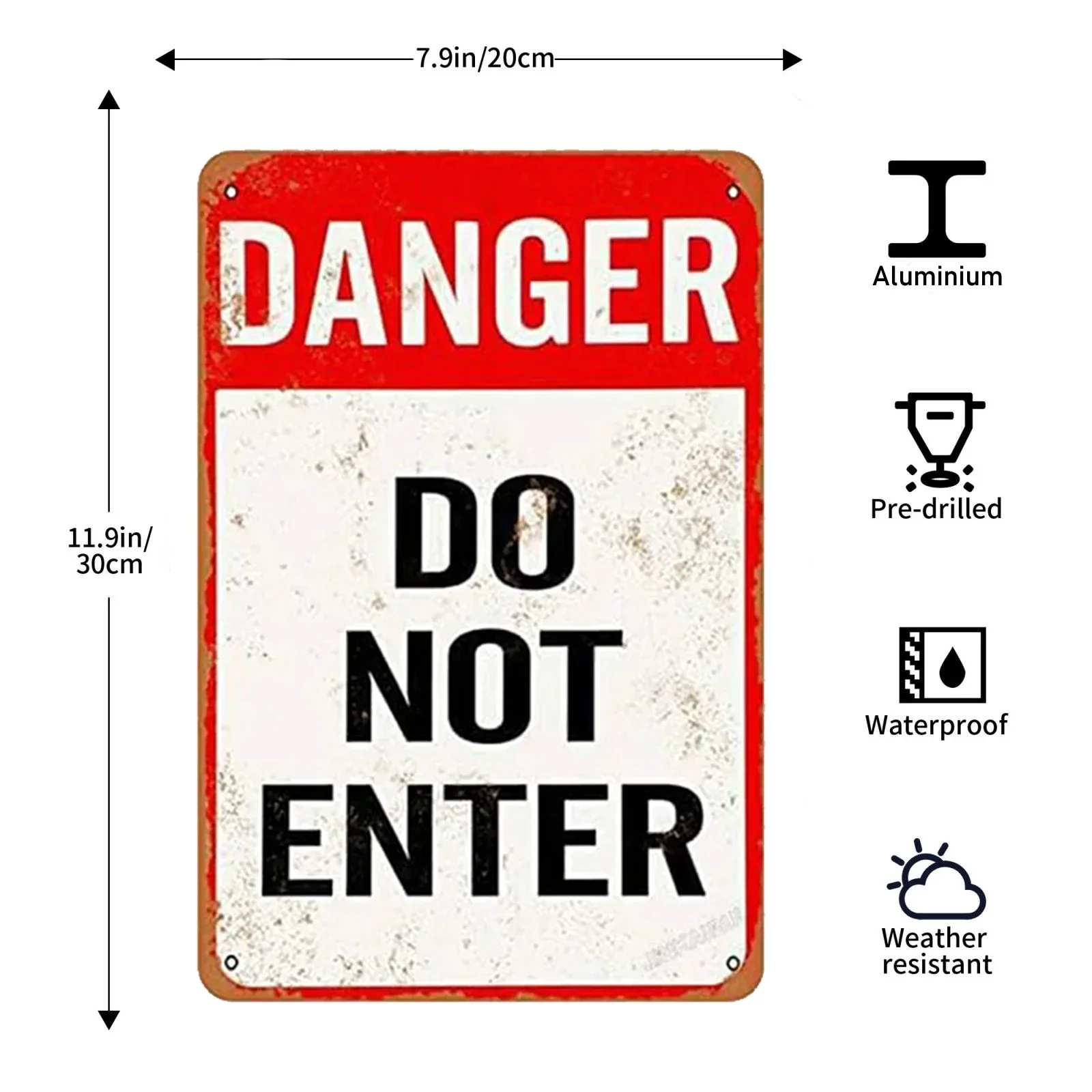 1pc Danger Warning Metal Sign Don't Enter Plaque Vintage Painting Decoration for Garage Garden Cafe Club Bar 8×12 Inch