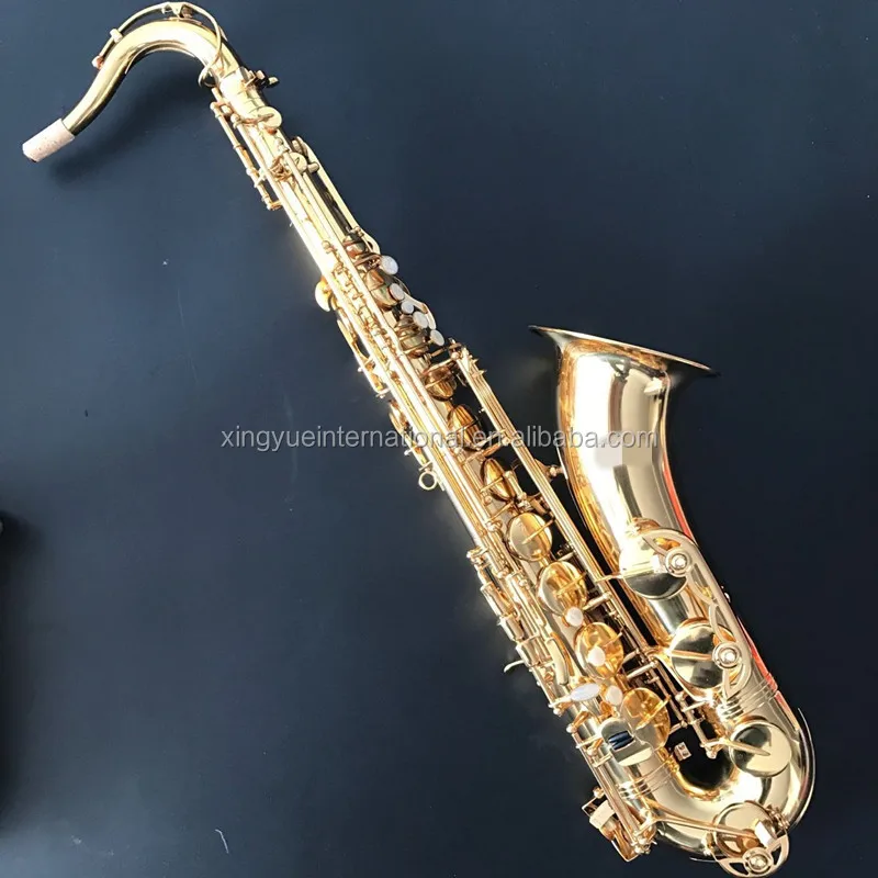 Bb Tone Tenor Saxophone Gold Lacquer Finish Woodwind For Student Band Stage Performance Daily Practice