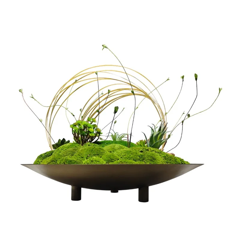 

New Chinese hotel large round table meal immortal moss simulation table decoration simulation flower ornament