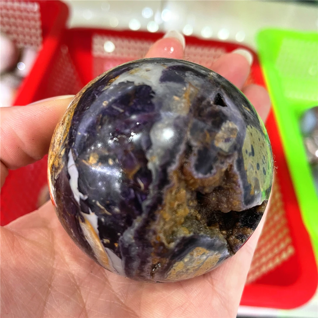 Rare Natural Purple Stone Sphere Fluorite And Sugilite Mineral Paragenesis Ball Crystals Durse Quartz  Collections Indie Decor