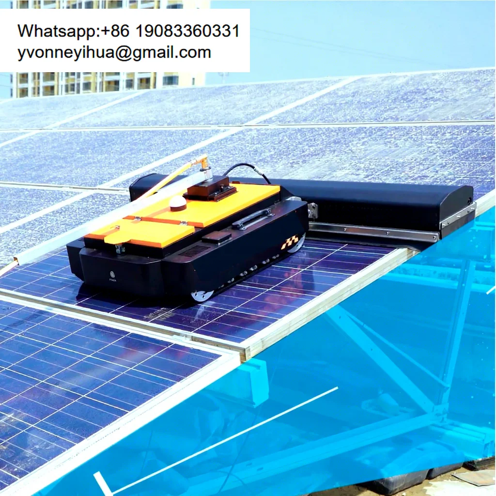 2024 New Design Anti-fall Wholesale Logo-customized Machine For Solar Power Panel Cleaning Brush Robot Automatic