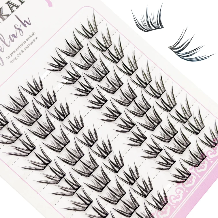 60 pieces of summer blue tear-drop false lashes, natural and realistic single-cluster segmented small thin-lipped false lashes
