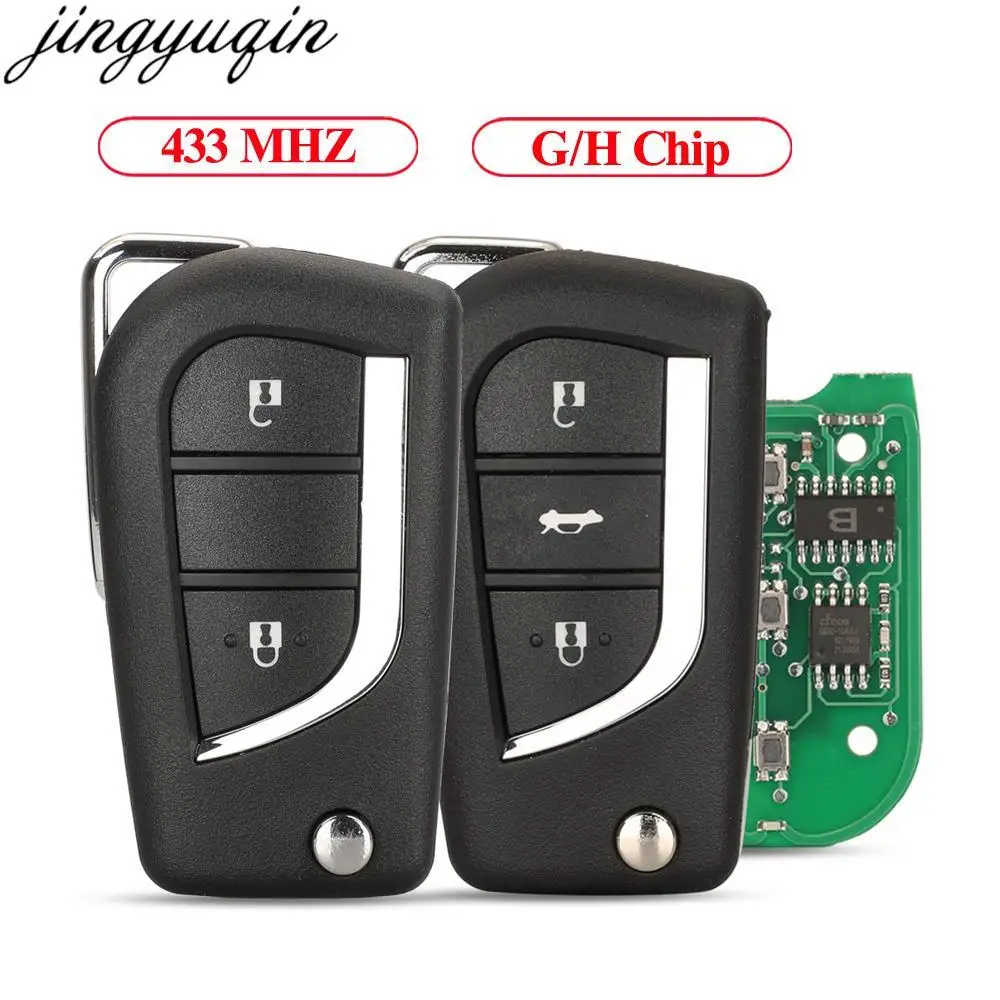 

Jingyuqin 3pcs 2/3 Buttons Remote Car Key Alarm 433MHZ G/H Chip For Toyota Corolla AYGO Verso Avensis Citroen C1 Peugeot 108 VA2