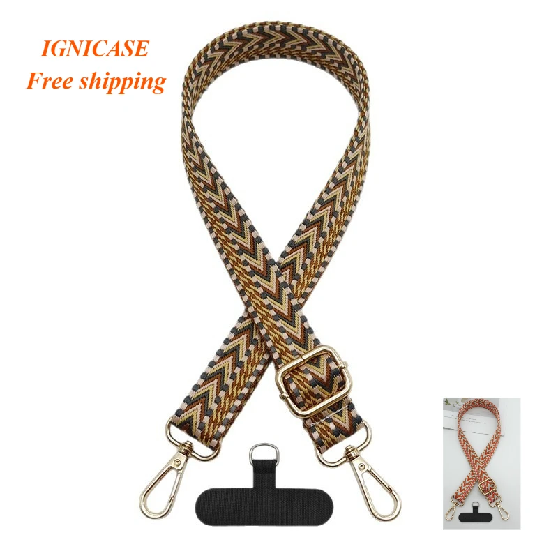 IGNICASE New Color Bag Shoulder Strap Mobile Phone Woven Contrasting Color Bag Strap Crossbody Strap Personalized Accessories
