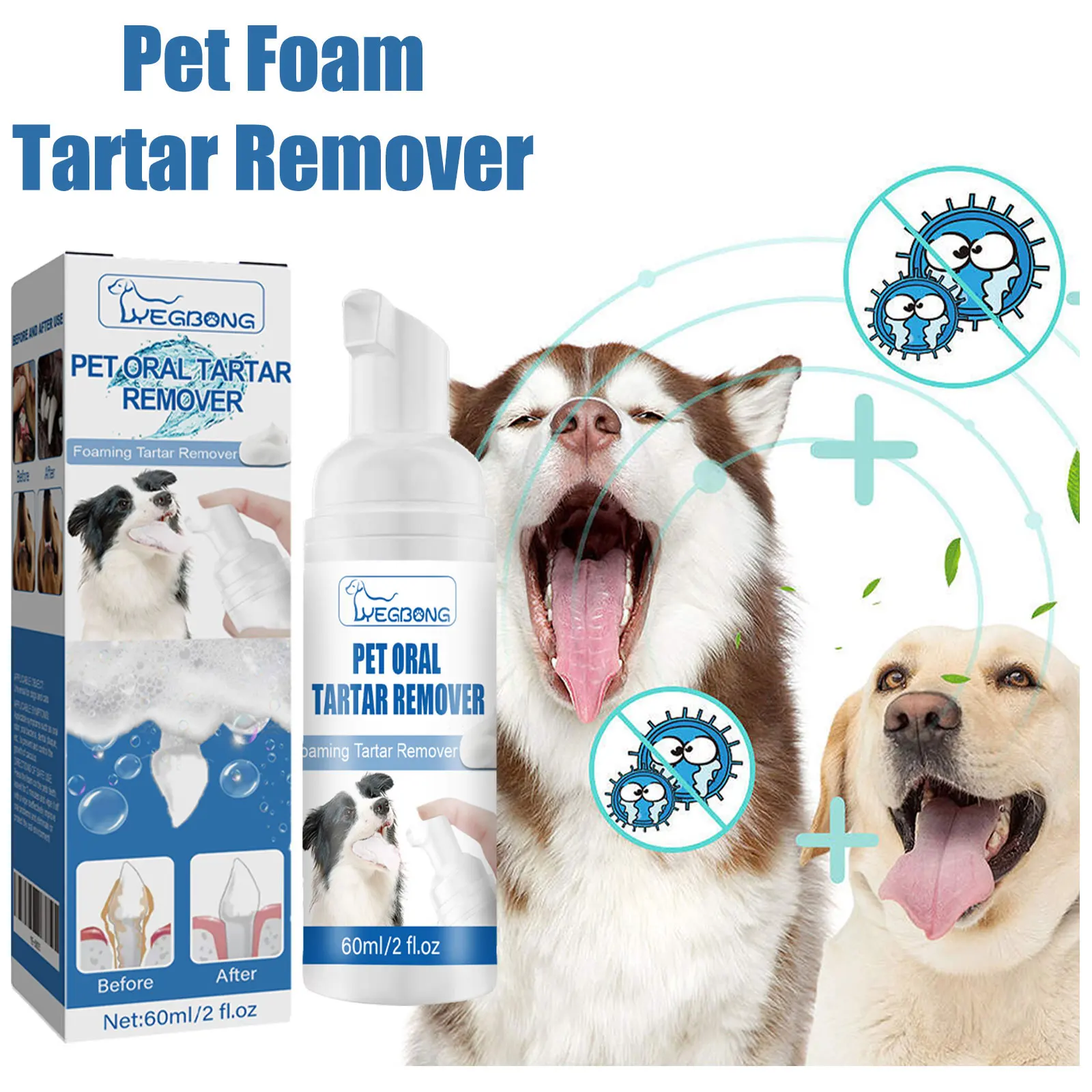 Pet Tartar Remover Natural Plaques Off & Tartar Remover for Dogs & Cats Freshen Breath Foam for Dogs & Cats Support Healthy Gums