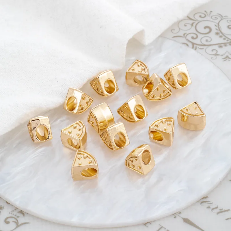 14K Gold Plated Watermelon Slice Large Hole Spacer Beads DIY Cord Bracelet Necklace Pendant Jewelry Findings