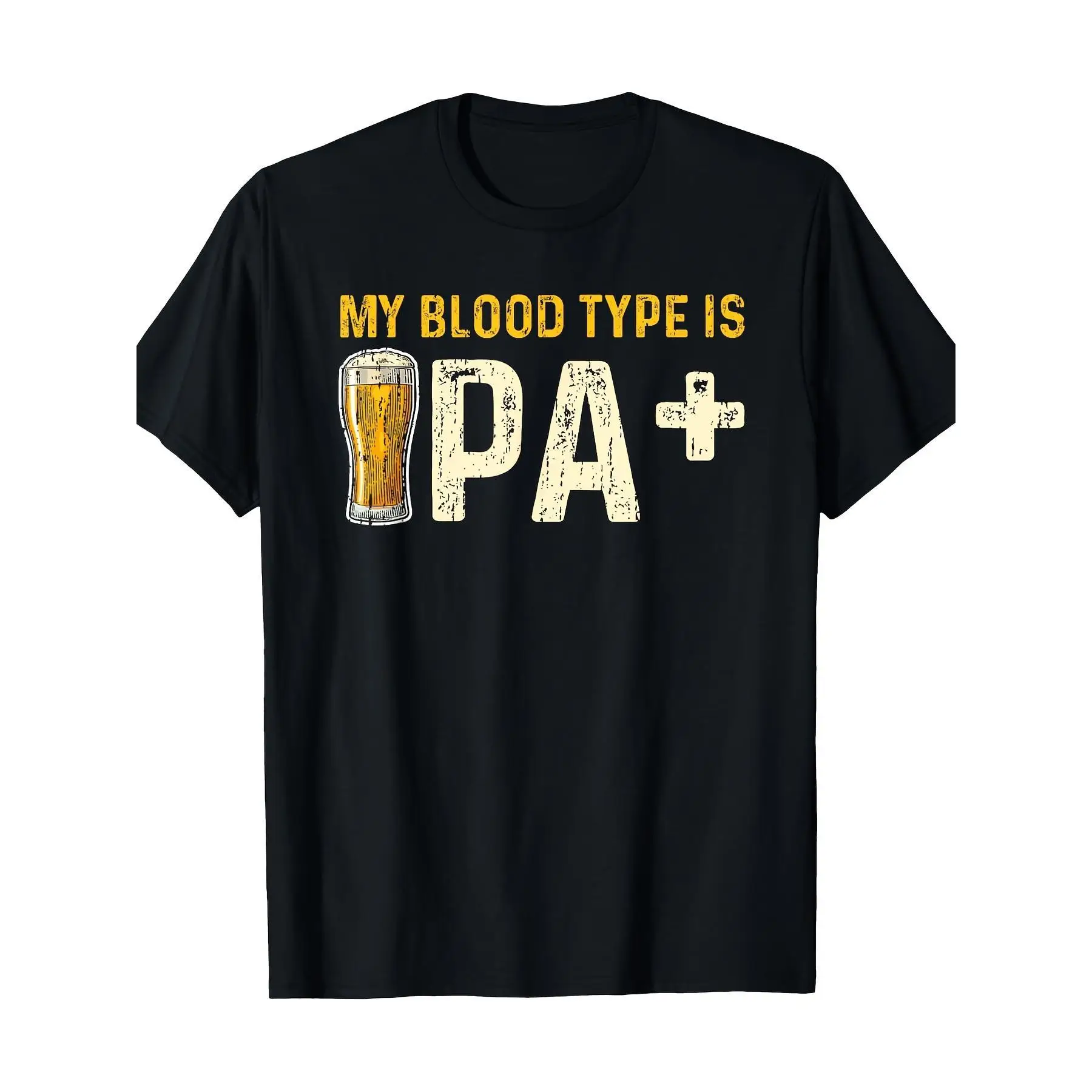

My Blood Type Is IPA T-Shirt, Funny Craft Beer Lover Graphic Tee, Indian Pale Ale Drinker Gift Tops for Men Women