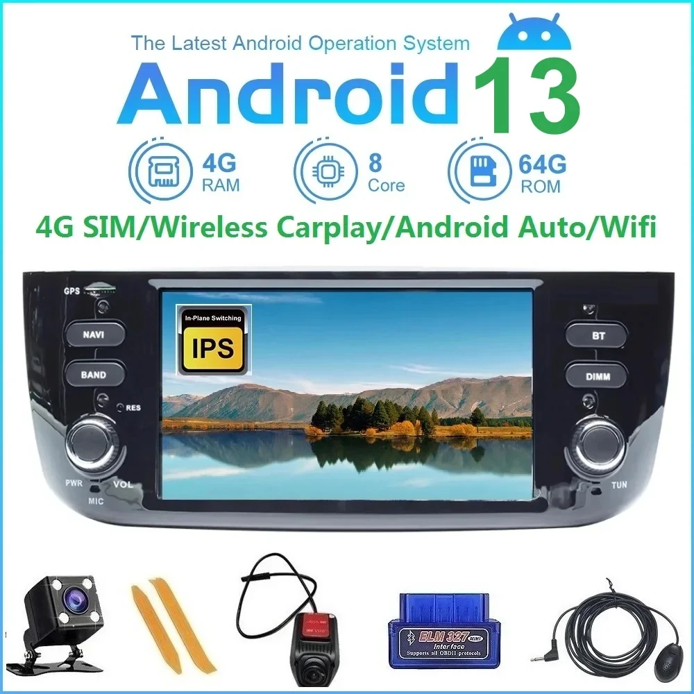 ZLTOOPAI Android 13 For Fiat/Linea/Punto evo 2012-2015 Radio GPS Navi Multimedia Player Steering Wheel Control Wifi 3G/4G