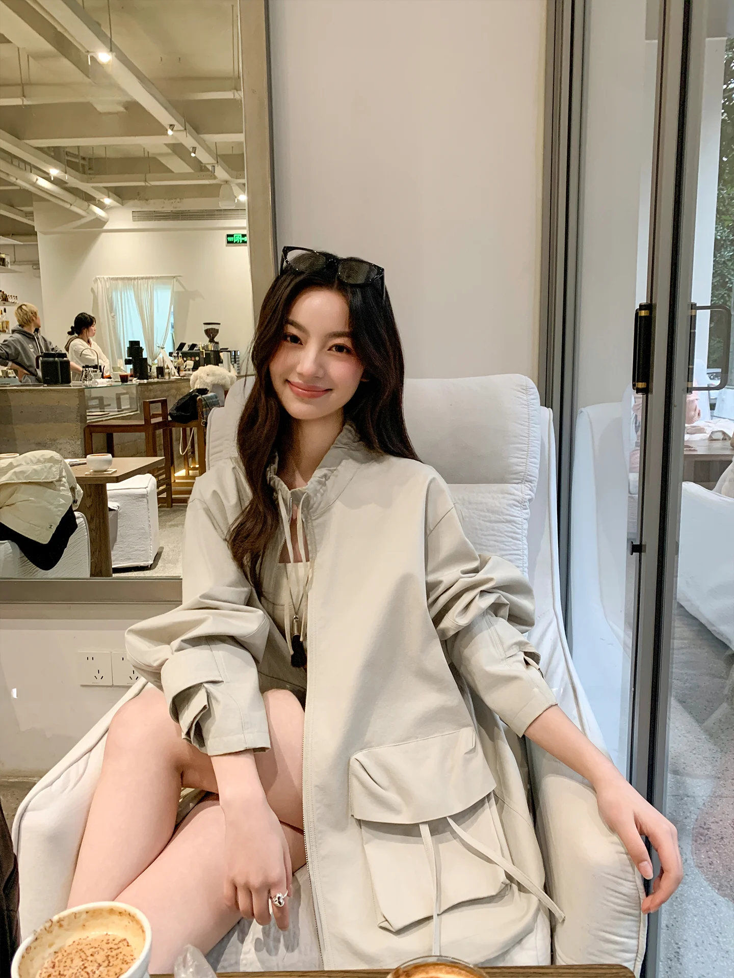 

Повседневная свободная женская рабочая куртка-жакет, весна 2026, новинка, универсальное хлопковое пальто с завязками и карманами