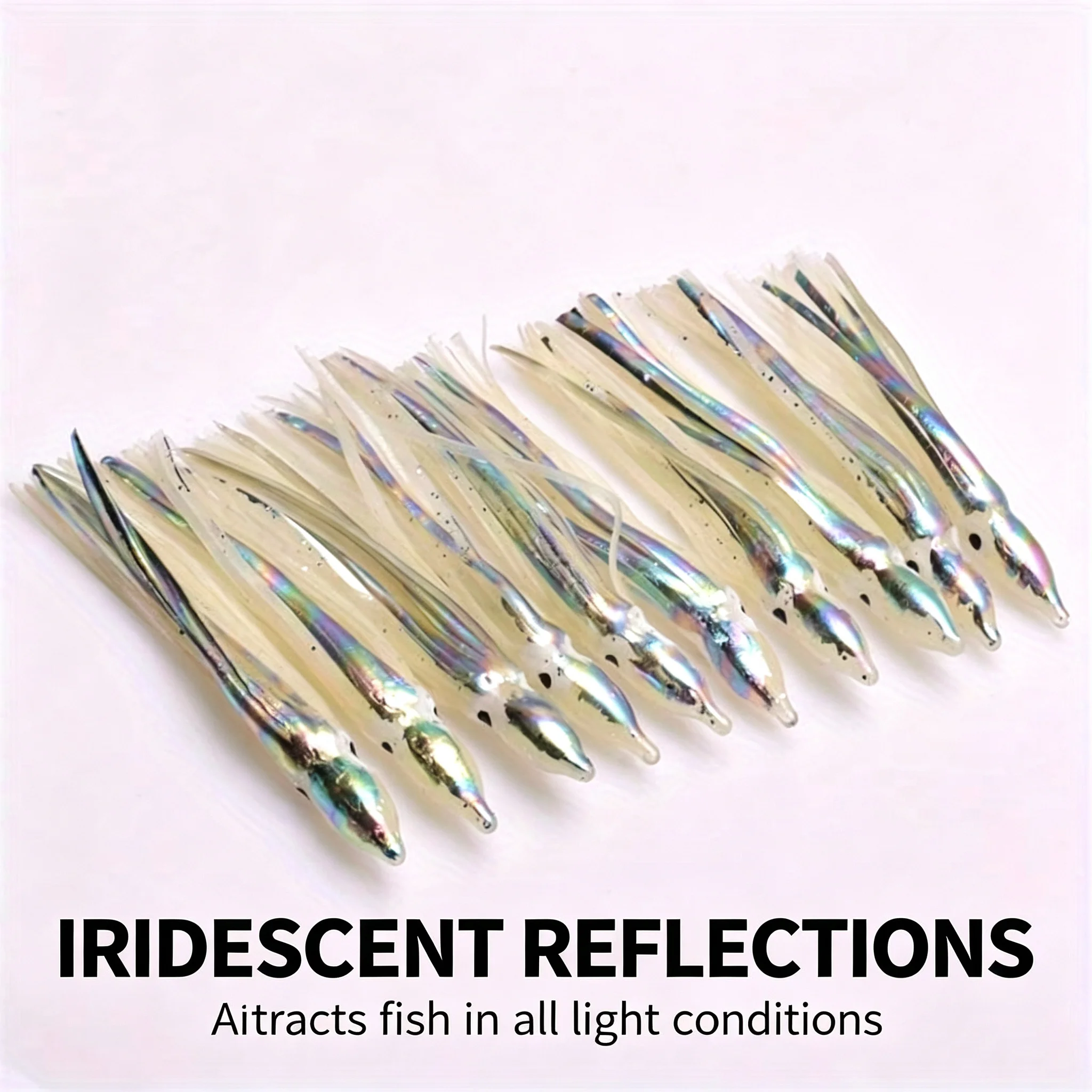 10Pcs Multi-Colors Glow-in-the-Dark Soft Octopus Lures Lifelike Silicone Rubber Squid Jig Skirt Bait for Saltwater Offshore