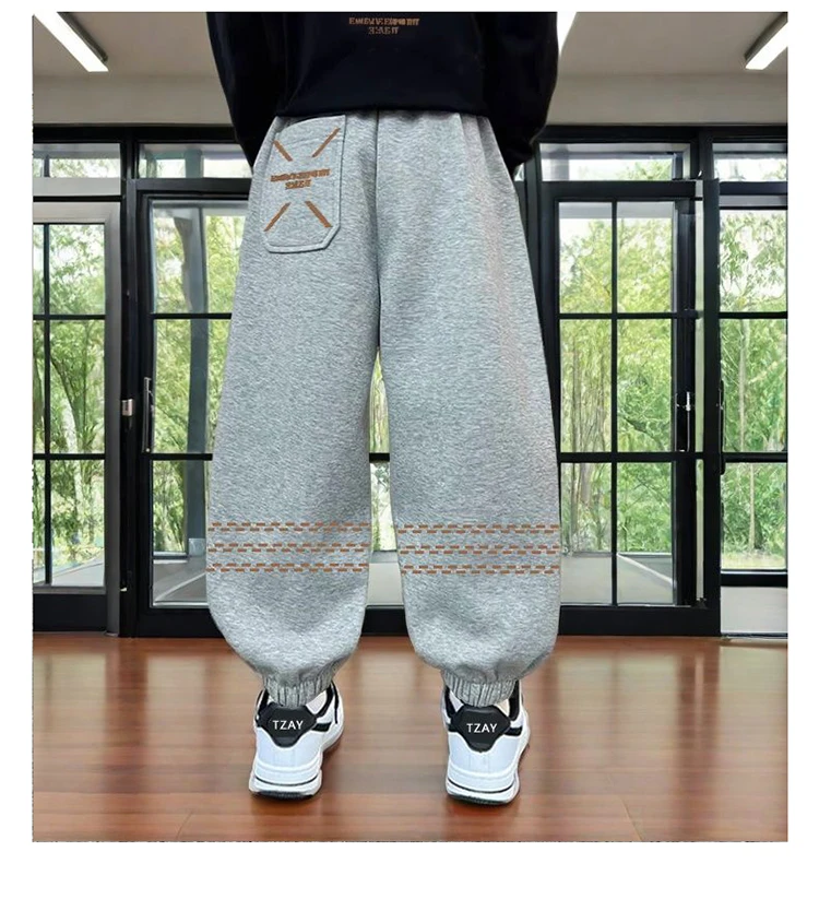 Koreanische Kinder-Frühlingssport-Hose für Jungen Neue Mode High-Street Casual Hosen für Teenager Kinder Sportliche Jogginghose 5 7 9 11 13 14 Jahre – Detail 3