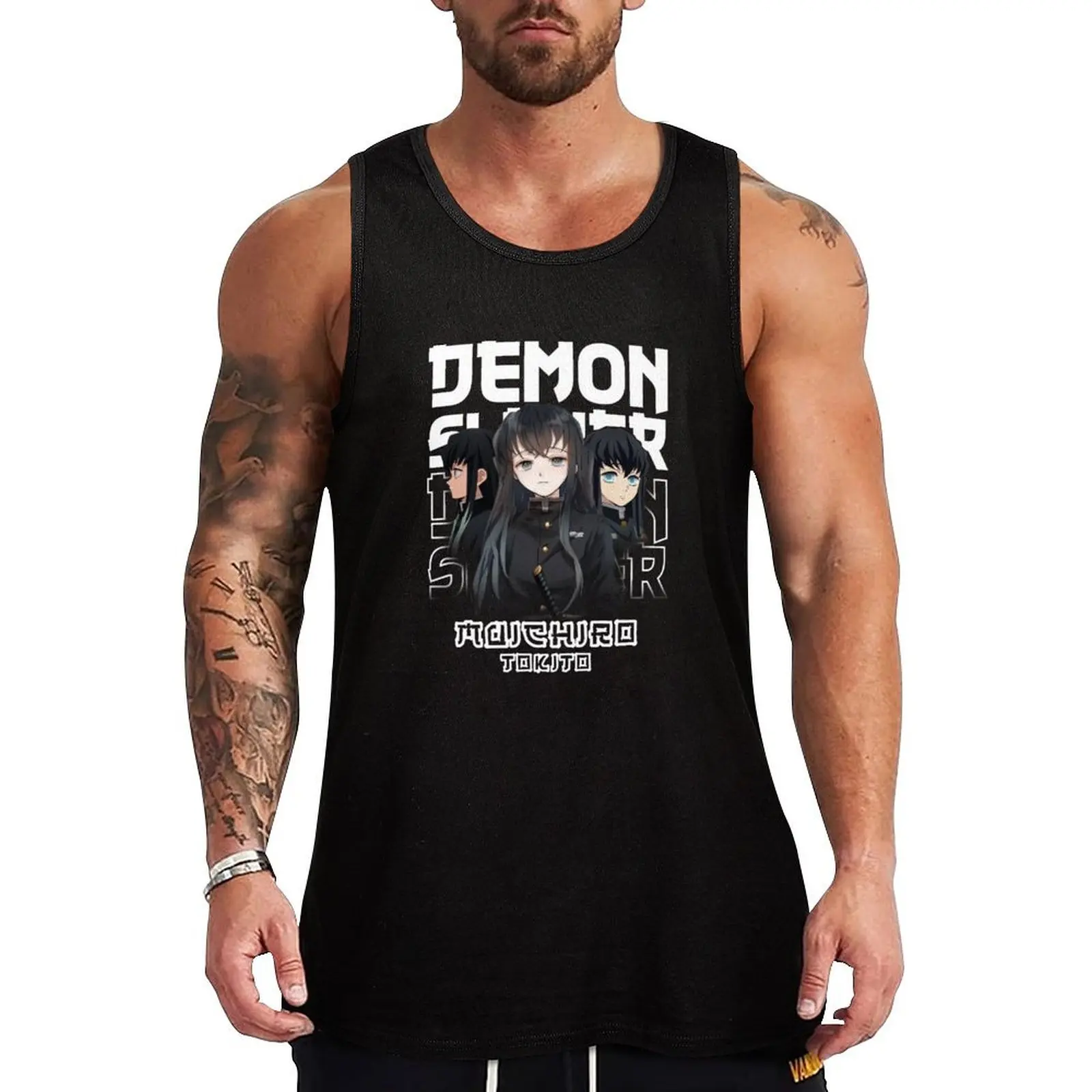 

Muichiro Tokito Demon Slayer Black Tshirt Tee Tank Top singlets for men sleeveless gym shirt man fitness gym t shirt men