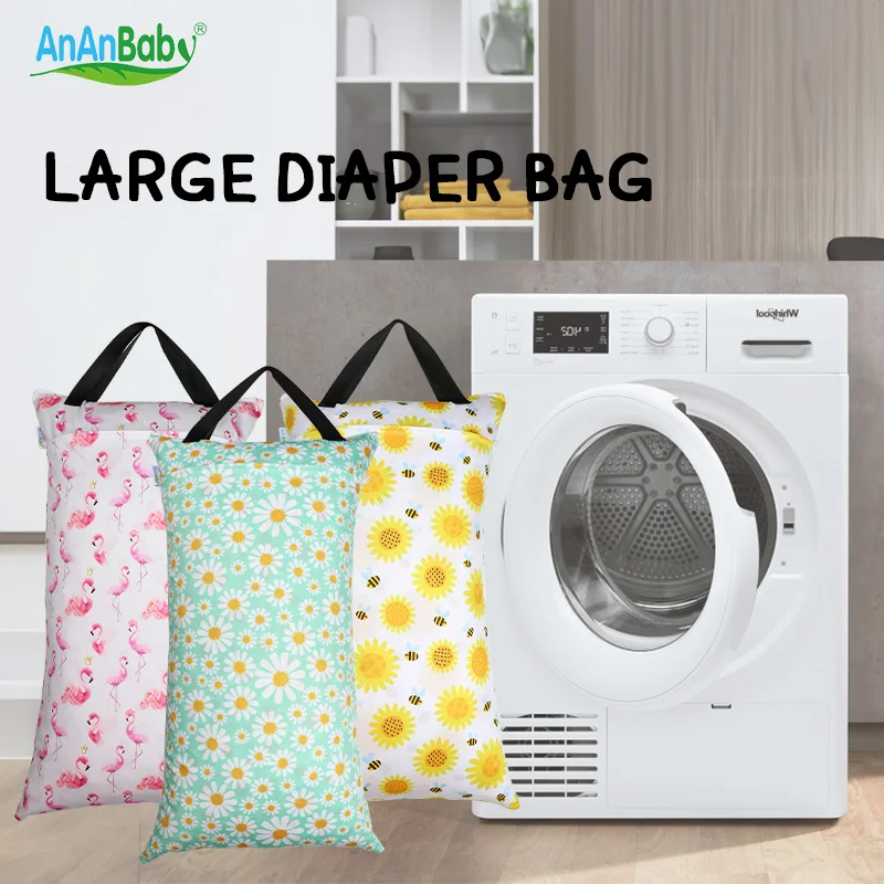 Ananbaby 40*70cm Waterproof Large Baby Cloth Diaper Bag Washable Reusable Hanging Wet Bag