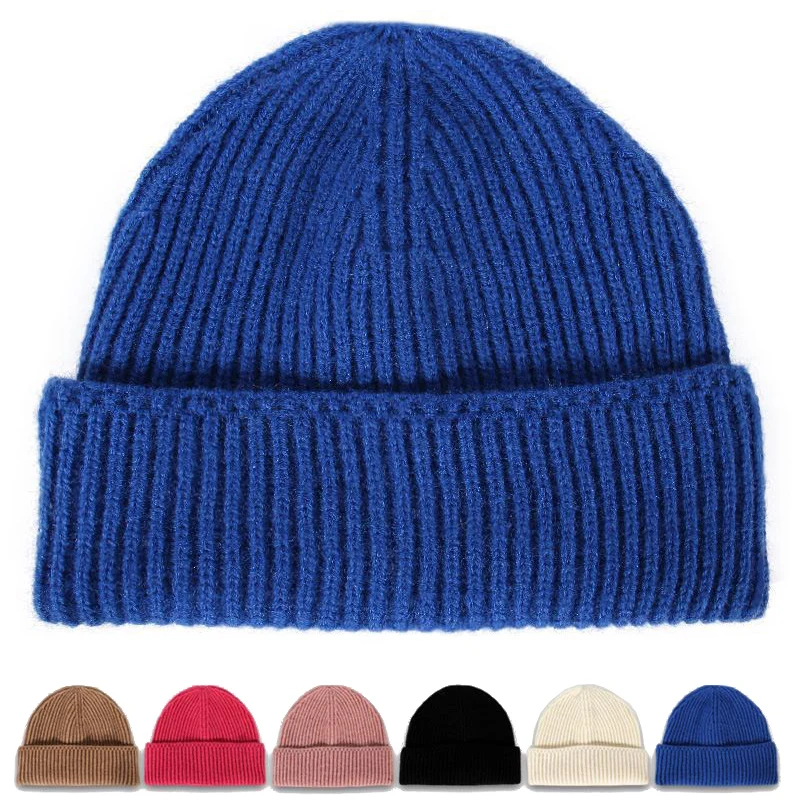 

Knitted Wool Hat Woman Autumn Winter Warm Beanies Cap men Bucket Hat Panama Thicken Girls Solid Color Mens Skullcap Basin Caps