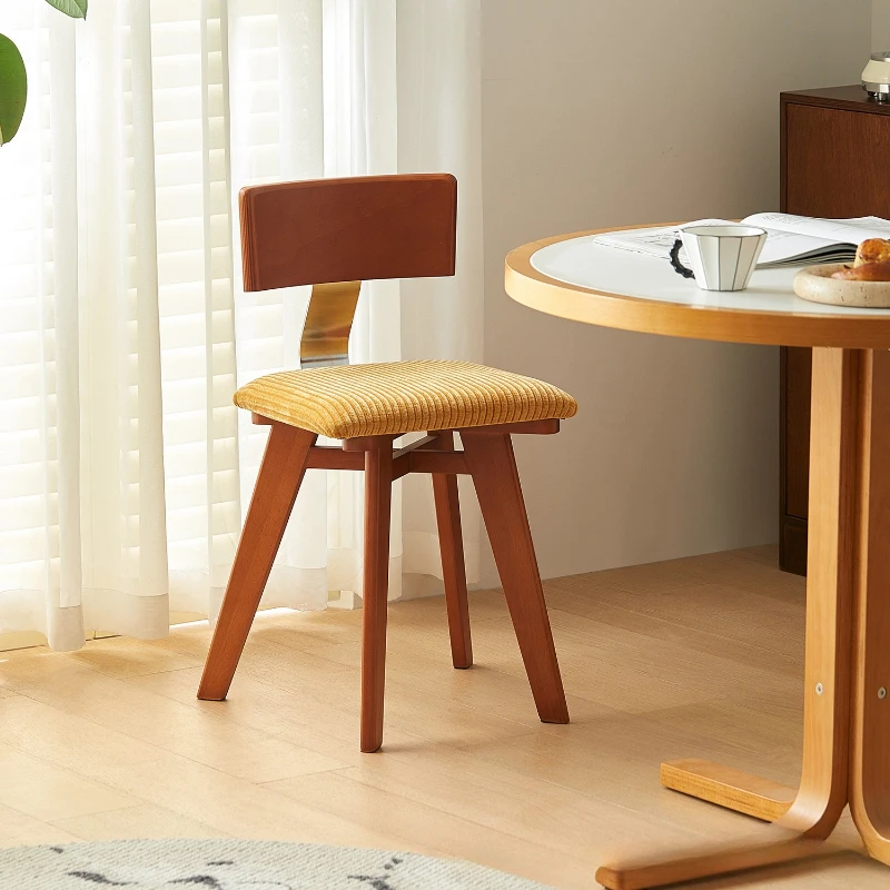 

Solid wood backrest dining table and chairs wabi wind stool leisure chair