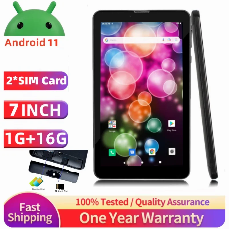 Neues Android 11 Tablet 7 Zoll SC7731 Quad Core Dual-Kameras 1 GB RAM 16 GB ROM GPS 1024 * 600 IPS 4000 mAh