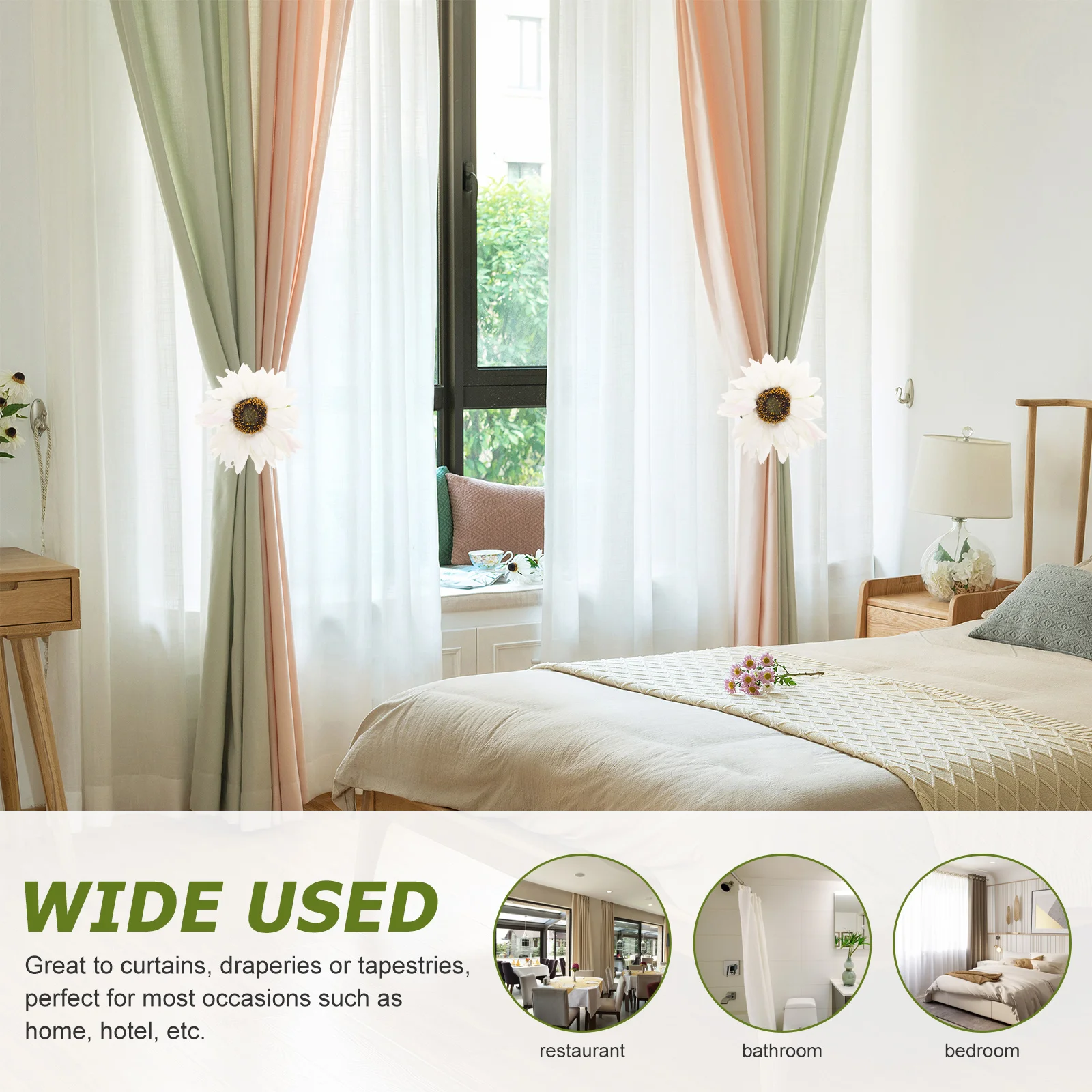

2pcs Sunflower Curtain Clips Buckle Rope Holders White Cloth Decorative Tie Backs for Drapes Clamps Metal Cloth Curtain