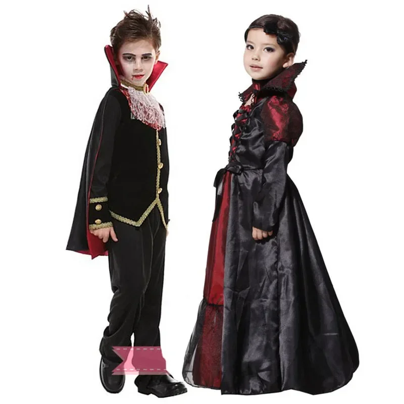 

Prince/Queen Vampire Costumes For Girls Party Dress Halloween Costume Kids Carnival Children'S Day MN3