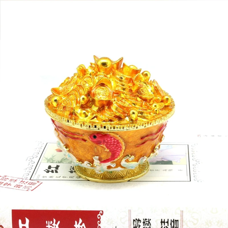 

Metal Crafts Decorative Gift Zhaocai Alloy Treasure Bowl One Bowl Gold Storage Box Decorative Ornament