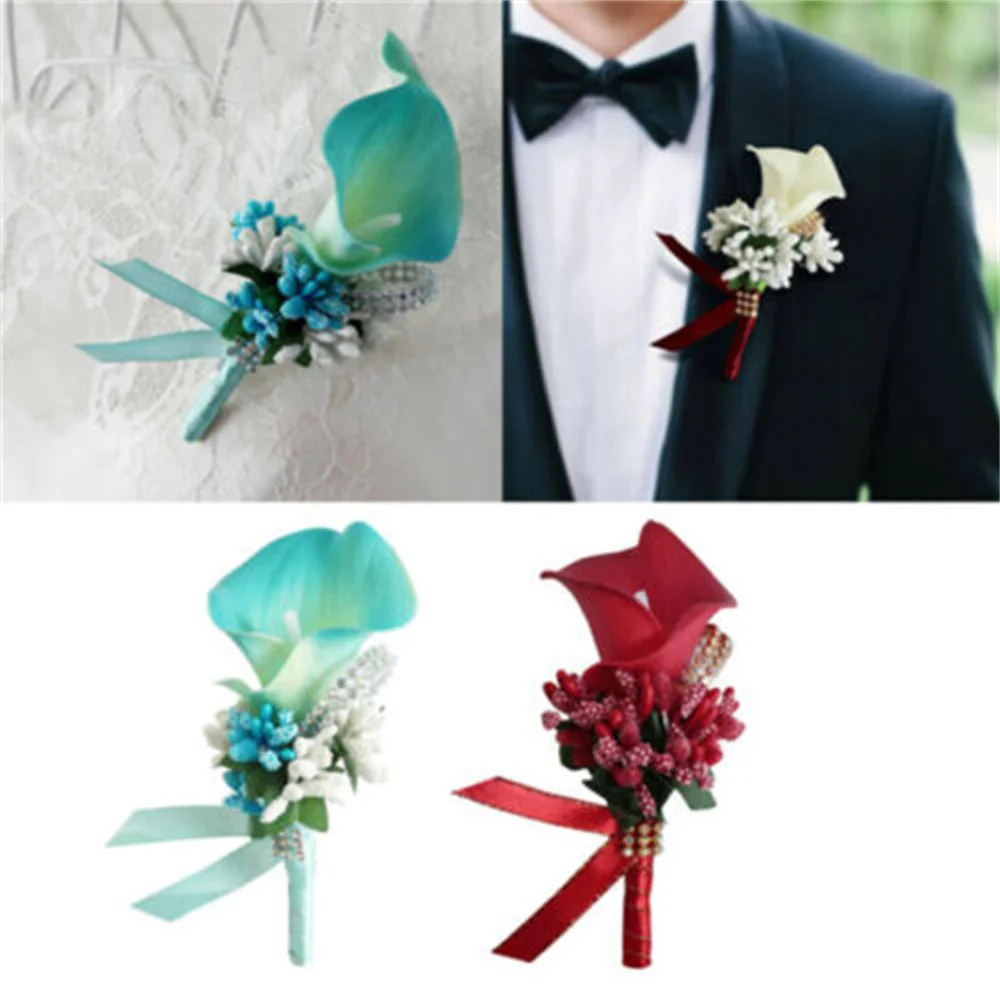 Men's Corsage Groom Boutonniere Wedding Corsage Pins Brooch Flowers Artificial Groomsman Buttonhole Flower Marriage Accessories