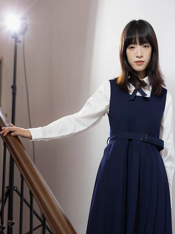 

Аутентичная школьная юбка orm Dr ey Жилет с застежкой на талии Nel Превосходная студенческая плиссированная юбка Длинный свек средней длины