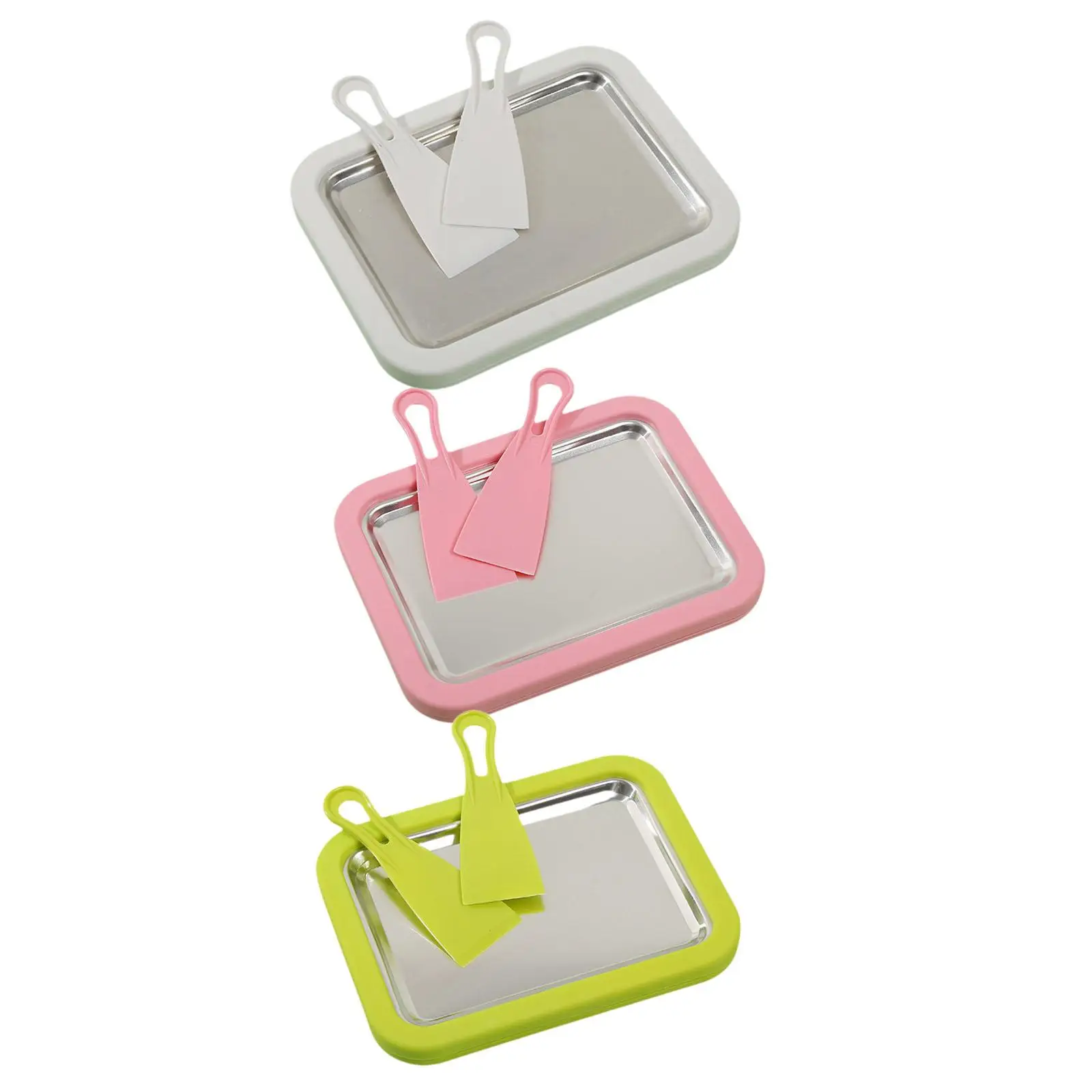 

Ice Cream Maker DIY Metal Summer Versatile with 2 Spatulas Cold Pan Plate for Sorbets Gelato Sorbet Frozen Yogurt Soft Serve