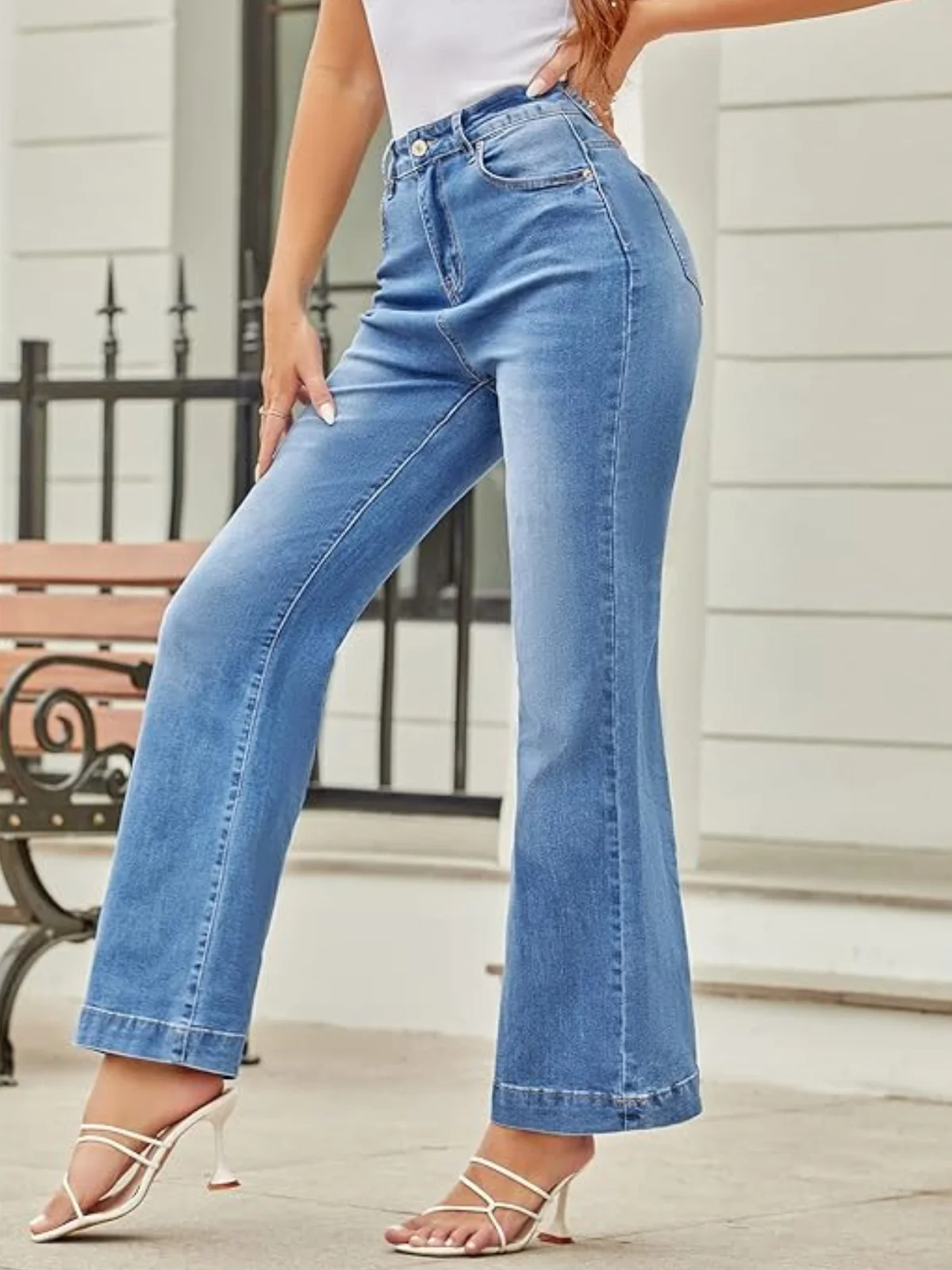 High Waist Straight Leg Jeans Blue Black Denim Pants Trousers Loose Micro Flared Denim Pants Female Commuter Casual Trousers