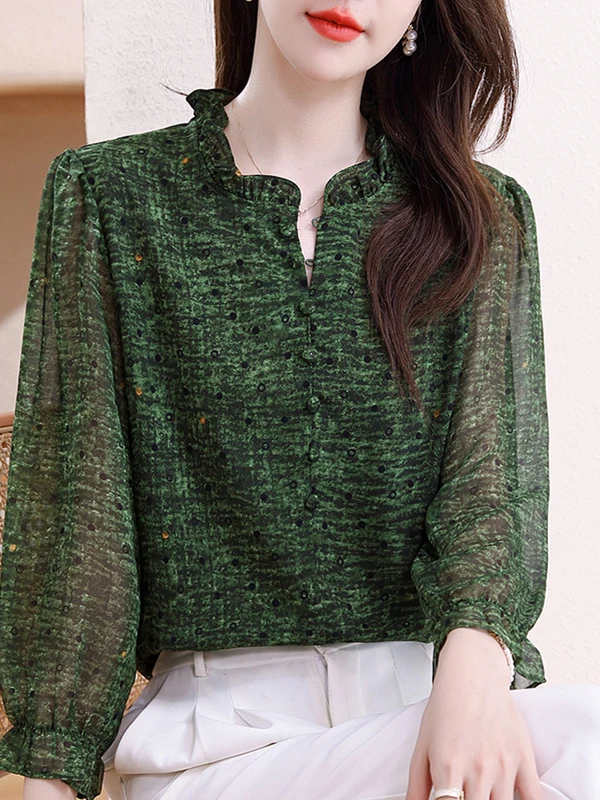 السيدات طويلة Sve قاعدة الشيفون المطبوعة irt جميلة Sli الصيف جديد Sleeen نمط الأزهار التستر الأعلى