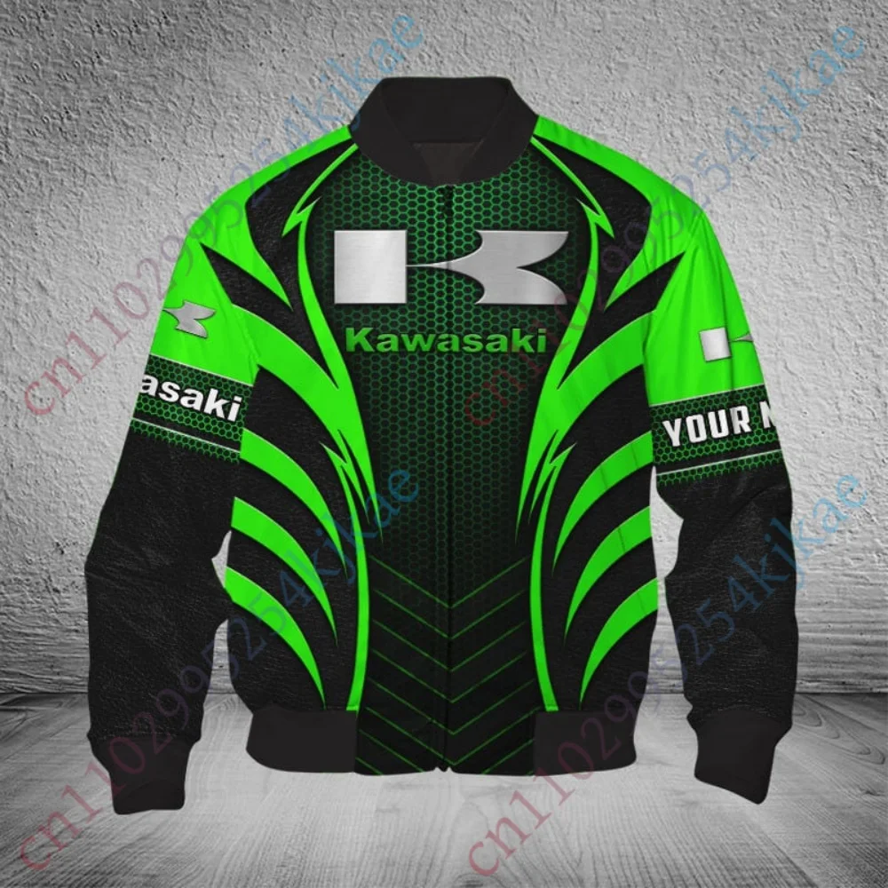 カワサキジャケット男性用衣類厚手のコート軽量ボンバージャケット冬野球ユニフォームウインドブレーカー原宿ストリート