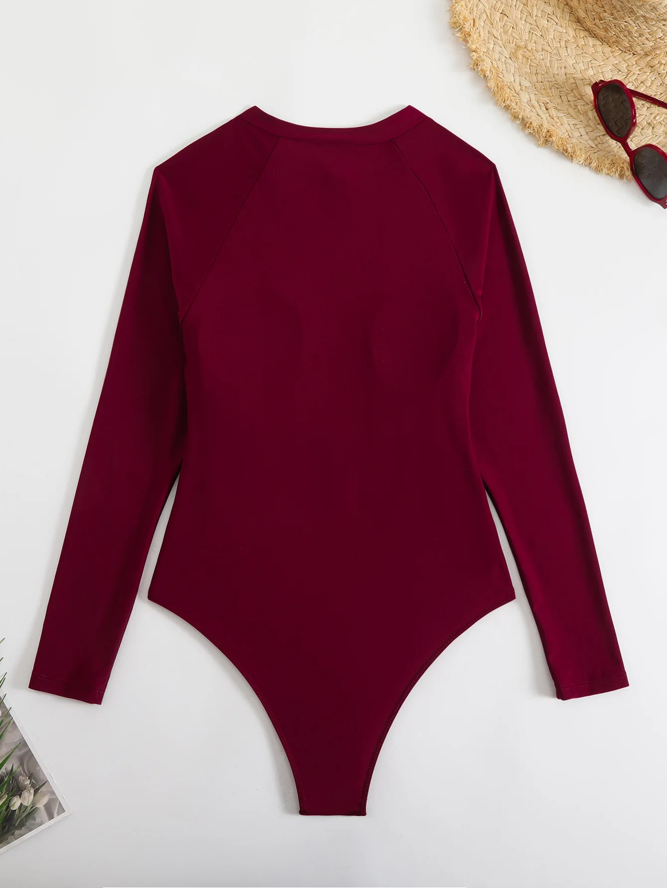 2025 nuevo traje de surf Sexy de manga larga, traje de baño de una pieza para mujer, traje de baño con cremallera, traje de baño femenino, ropa de playa, traje de baño
