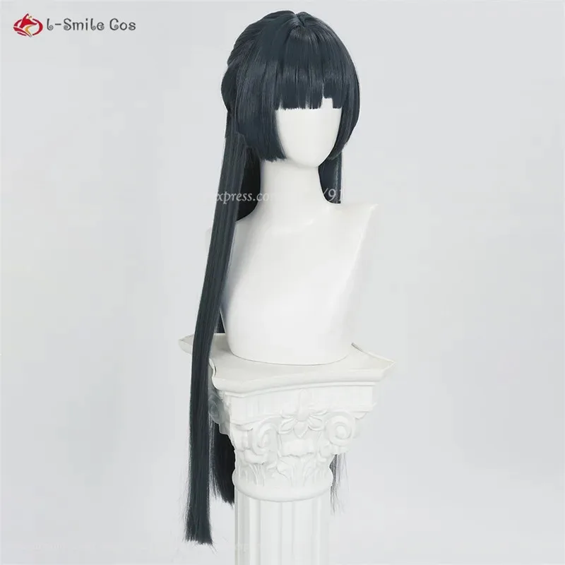 zz04zz12ZZZ Astra Yao 85cm 긴 회색 녹색 스트레이트 가발 내열성 합성 머리 애니메이션 의상 여성용 + 가발 모자