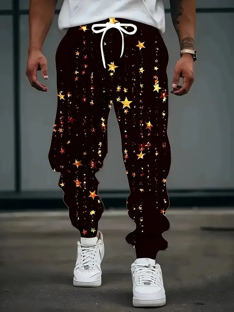 

The new men's trousers for the autumn of 2025 are street casual fashionable simple and comfortable with 3D star prints