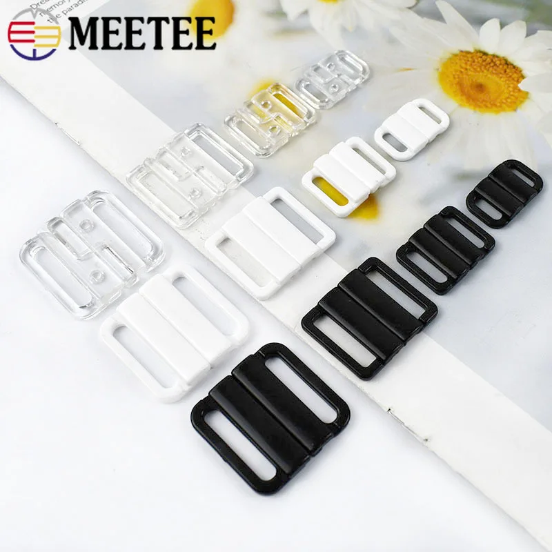 20/50Sets Meetee 10/15/20/25mm Plastic Bikini Buckle Bra Strap Adjuster Clasp Swimwear Closure Buttons Underwear  Snap Hook