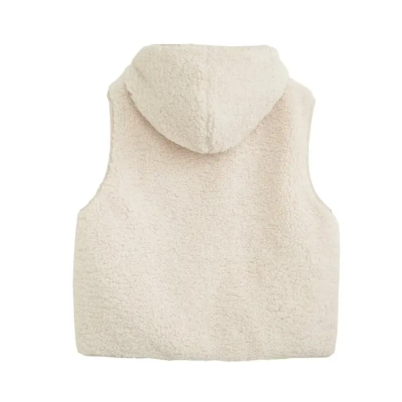 

Fall 2025 Women's mat Sle Fce Lined Svel Hooded Vest Top ket Decorated Commute Pure Color Other Material