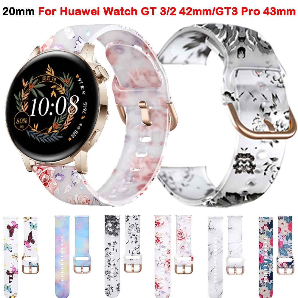 Watchband 20mm For Huawei Watch GT3 GT 3 42mm/GT2 Strap Honor Magic 2 42mm/ES Silicone Bracelet Wrisband Belt Correa