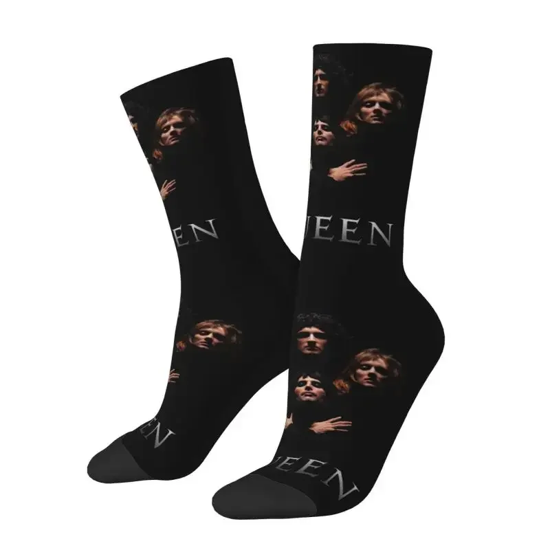 Y2K Freddie Mercury Queen Band Mens Crew Unisex Fun Spring Summer Autumn Winter Dress Socks