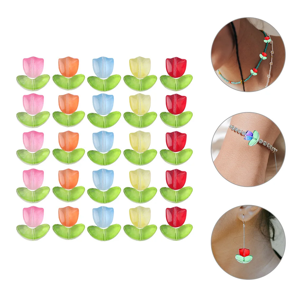 

120Pcs Glass Tulip Beads DIY Jewelry Making Necklace Bracelet Charms Spacer Craft Accessories Tulip Beads for Jewelry Making