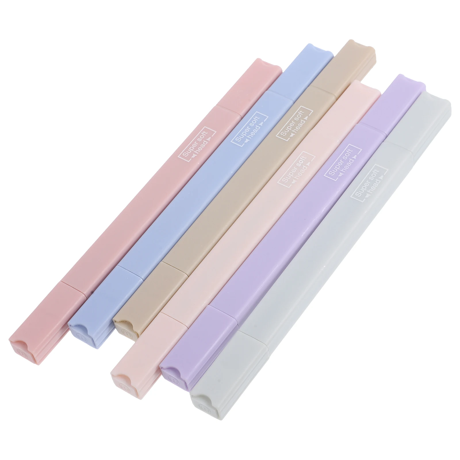 

6pcs Highlighter Pens Cute Markers Plastic Silver Small Aesthetic Colored Student Study Book Note Taking Smooth Writing