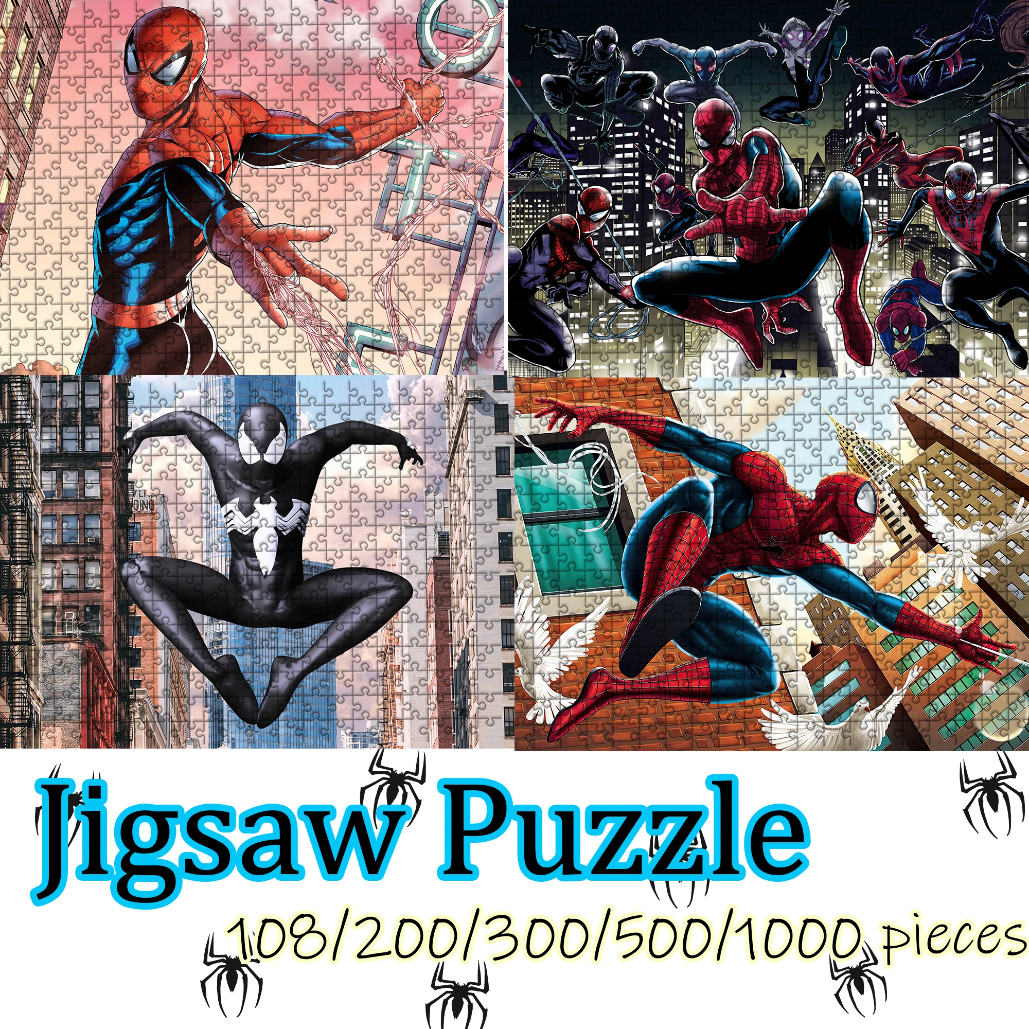 

Marvel Spider-Man Jigsaw Puzzle 108/200/300/500/1000 Pieces Wooden Puzzle High Quality Gift Fun Party Game