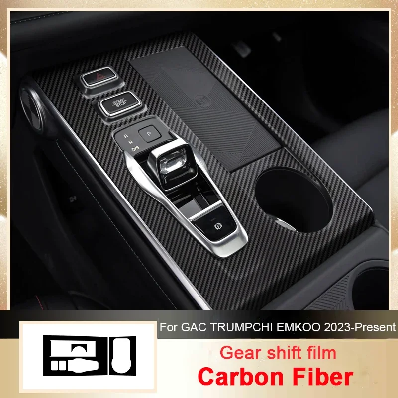 Car Carbon Sticker Lifting Window Panel Decal For GAC TRUMPCHI EMKOO 2023-Present Gear Inner Door Protective Film Auto Accessory
