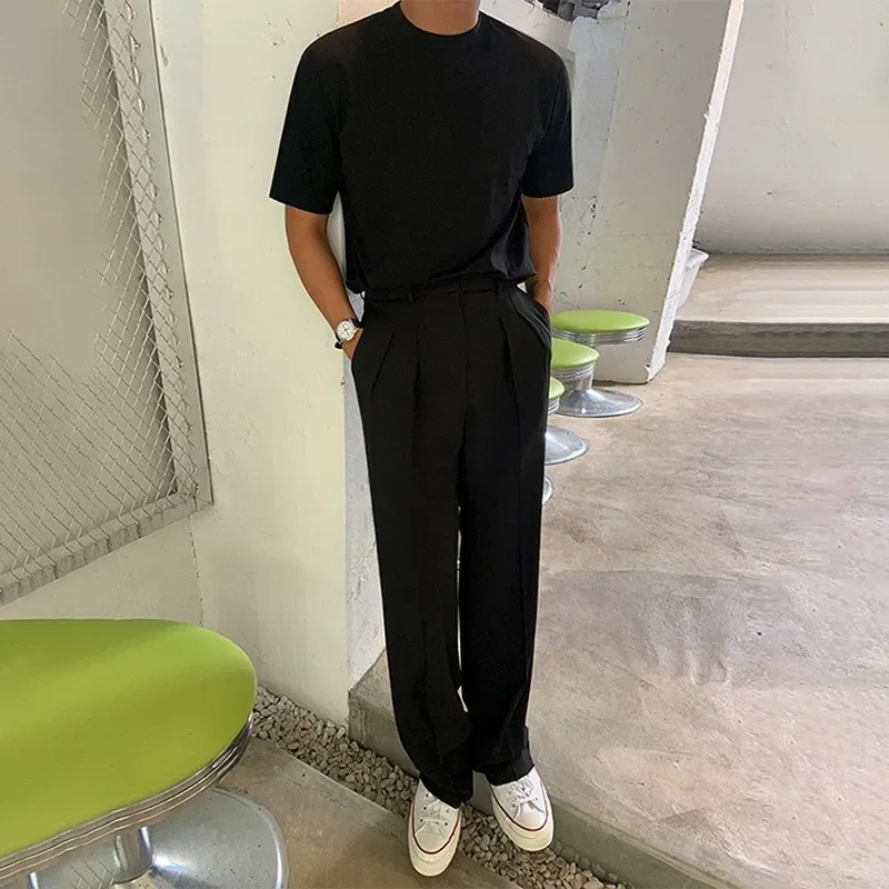 Korean Light Mature Wind Pendant Straight Leg Trousers for Men Spring and Autumn Trend Loose Everything Wide Leg Casual Pants