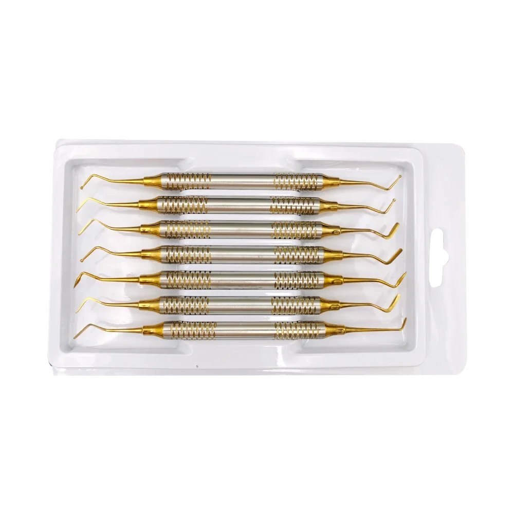 

7pcs Dental Composite Resin Filling Spatula Titanium Plated Head Resin Filler Set Thick Handle Dental Instrument Pakistan