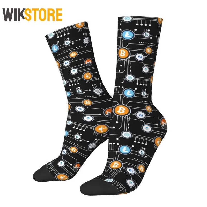 Cryptocurrency Bitcoin Altcoin Blockchain Logo Crazy Dress Socks Men's Women's Fashion Novelty Ethereum Fashion Crew Socks