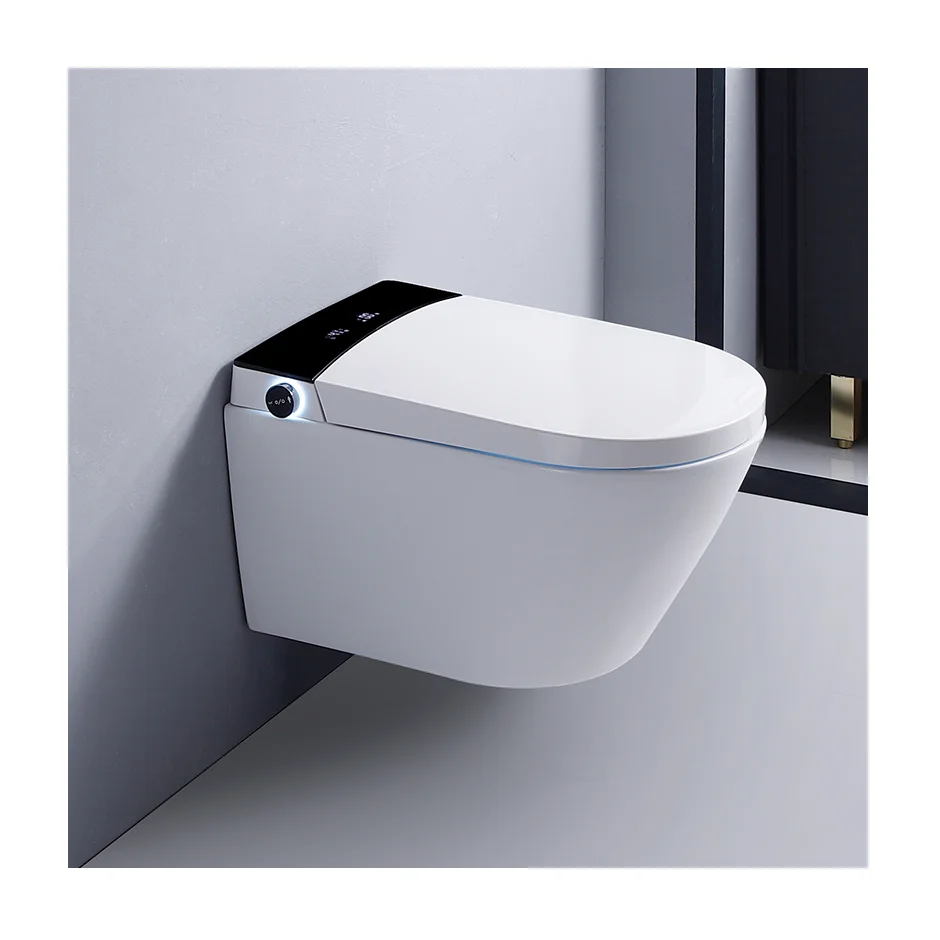 Concealed Cistern Modern One Piece Toilet Bowl Wall Mounted Ceramic Rimless Electric Intelligent Wc Wall Hung Smart Toilet