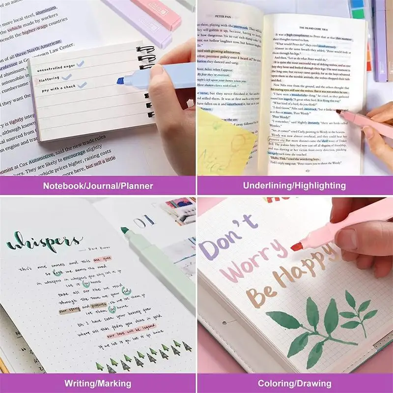 Stylo Surligneur Mignon Esthétique, Marqueurs Pastel, Multicolore, Papeterie