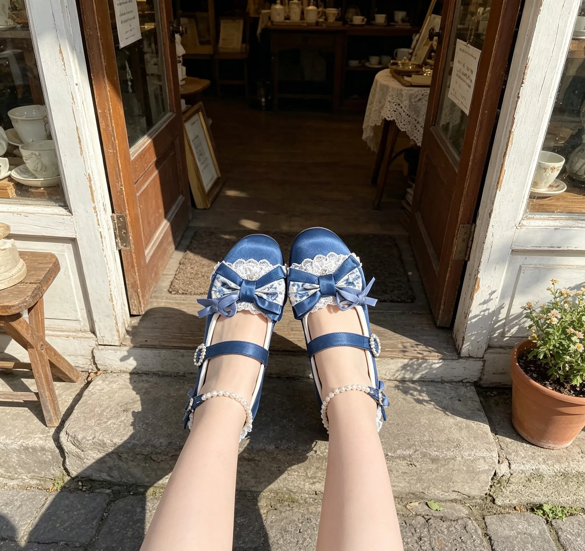 รองเท้าแมรี่เจนผ้าซาตินสีน้ำเง - Women'S Shoes Navy Blue บทวิจารณ์และราคา